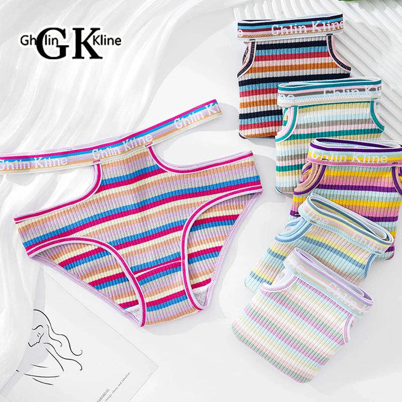 Gran oferta Ins, marca GK, moda sexual, calzoncillos para mujer, calzoncillos cómodos y transpirables para mujer, bragas elásticas a rayas