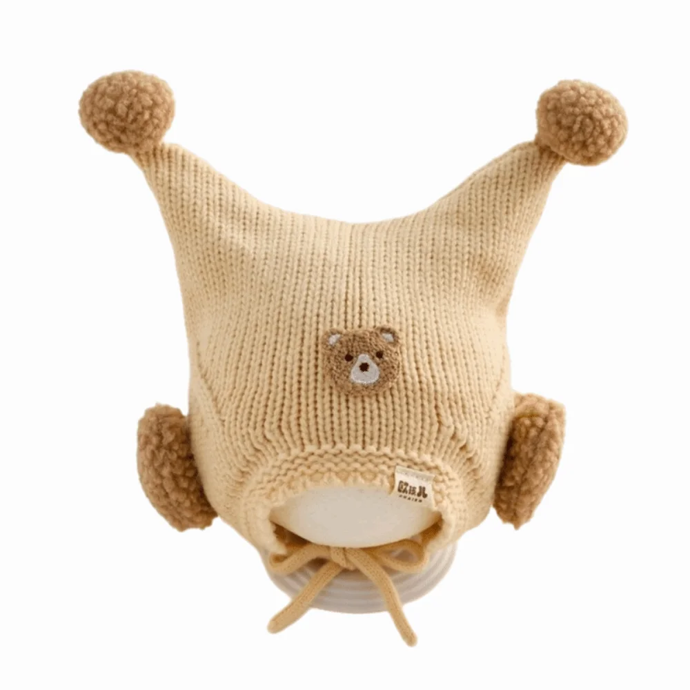 

Cute Winter Baby Crochet Hat Cold-Resistant Breathable Toddler's Knitted Hat Solid Color Windproof Ear Protection Hat