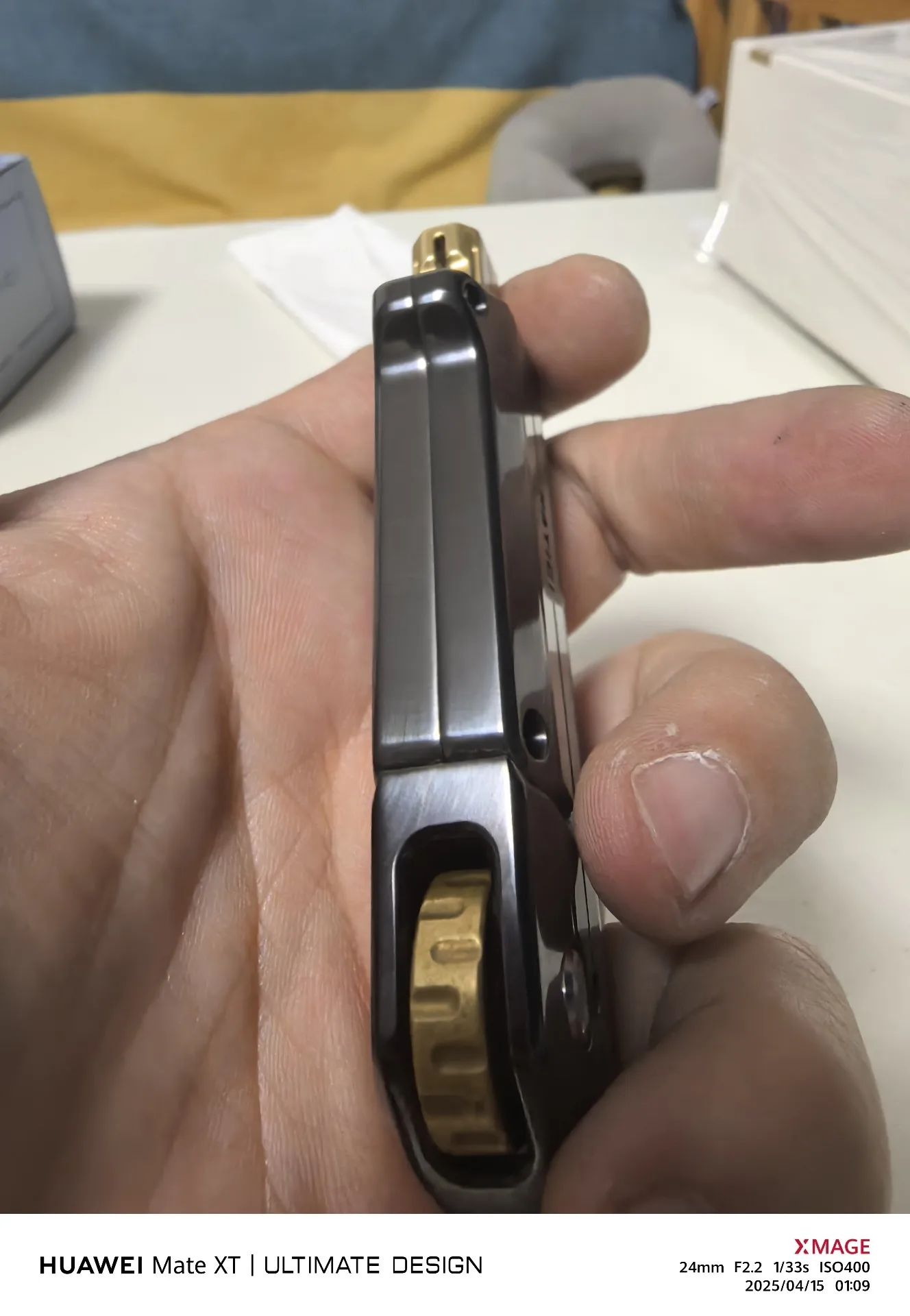 Used EDC Wood Cherry Embroidery Spring Knife, Zirconium Brass, Mechanical Push Card Edc Decompression , Out of Print Limited