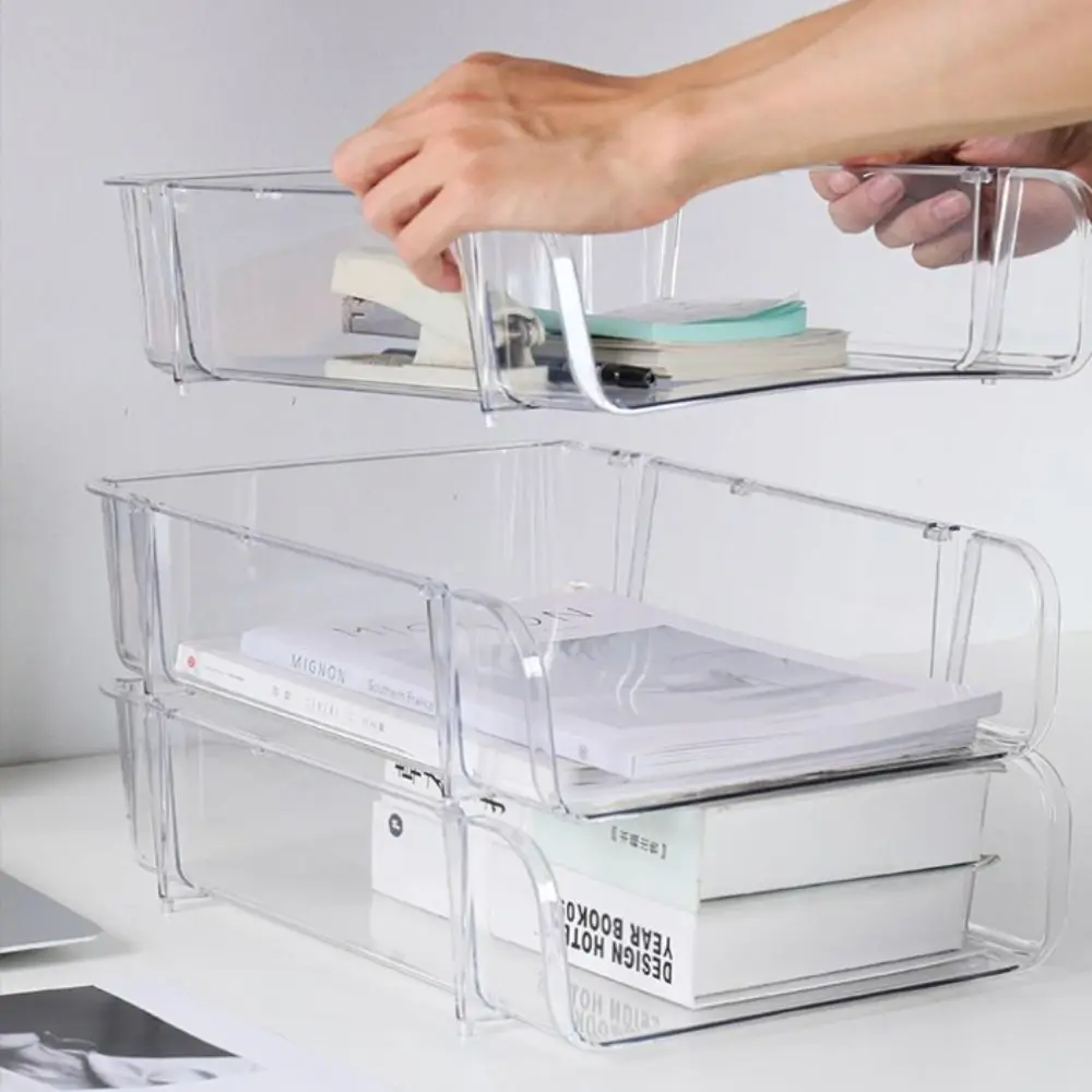 Multifunctional Minimalism File Storage Tray INS Style Durable A4 File Rack Stackable Desktop Organizer Home Office