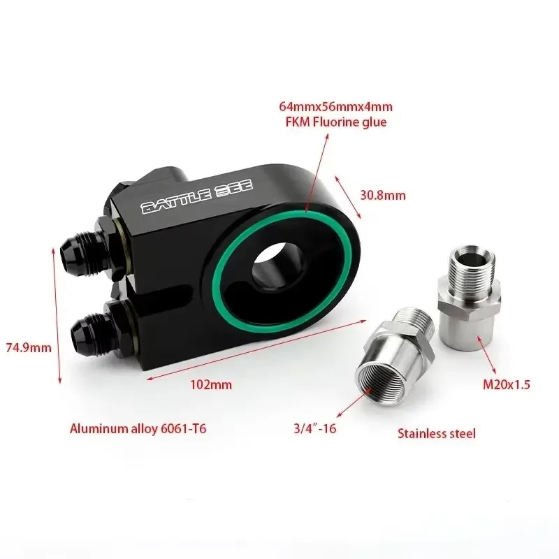 Kit Pendingin Oli Mesin Universal 10-Baris Dengan Pelat Dasar 45/Deg Berbahan Aluminium 6061-T6 Gaya Inggris BB-OCK-712