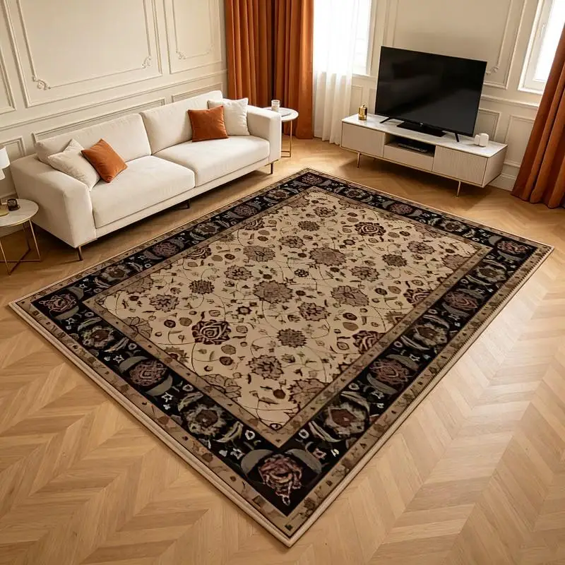 1 Piece Traditional OrNate Floral Woven Carpet, Soft Comfortable, All-Season, lightweight, Easy Care, Home Decor, Living Room, Bedroom, Dining Area, Autumn and Winter Use