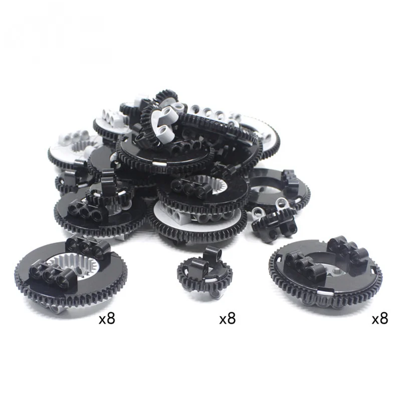 24Pcs Technical Turntables Gears Bricks Pack 24/28/60/56 Teeth MOC 18939 18938 50163 99010 99009 88738 Building Blocks Part Toys