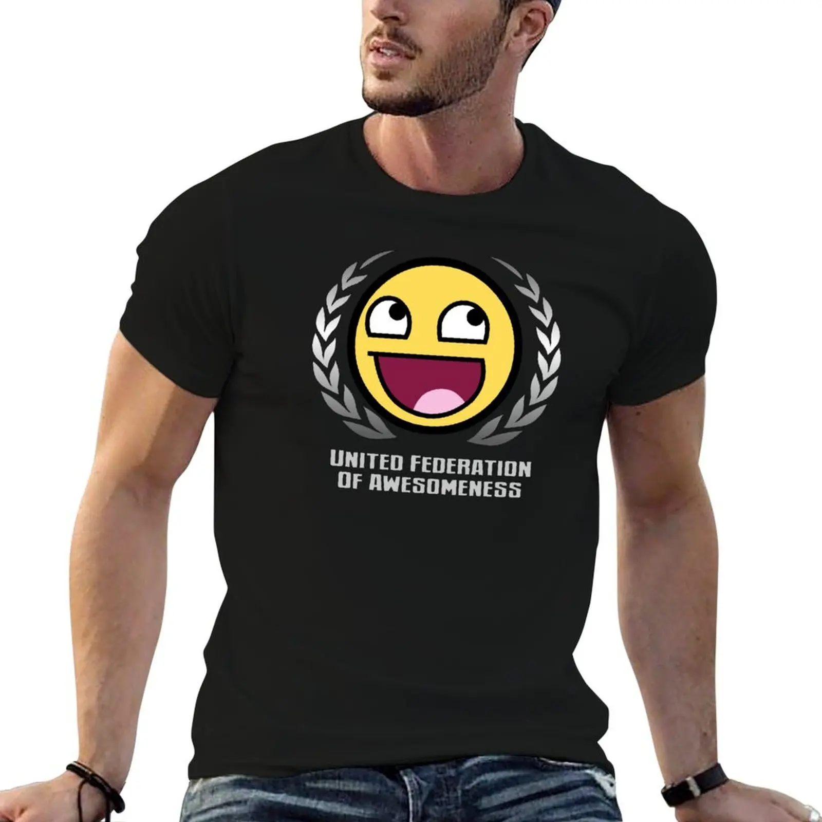 United Federation of Awesomeness T-Shirt oversized blacks anime stuff shirts graphic tee men