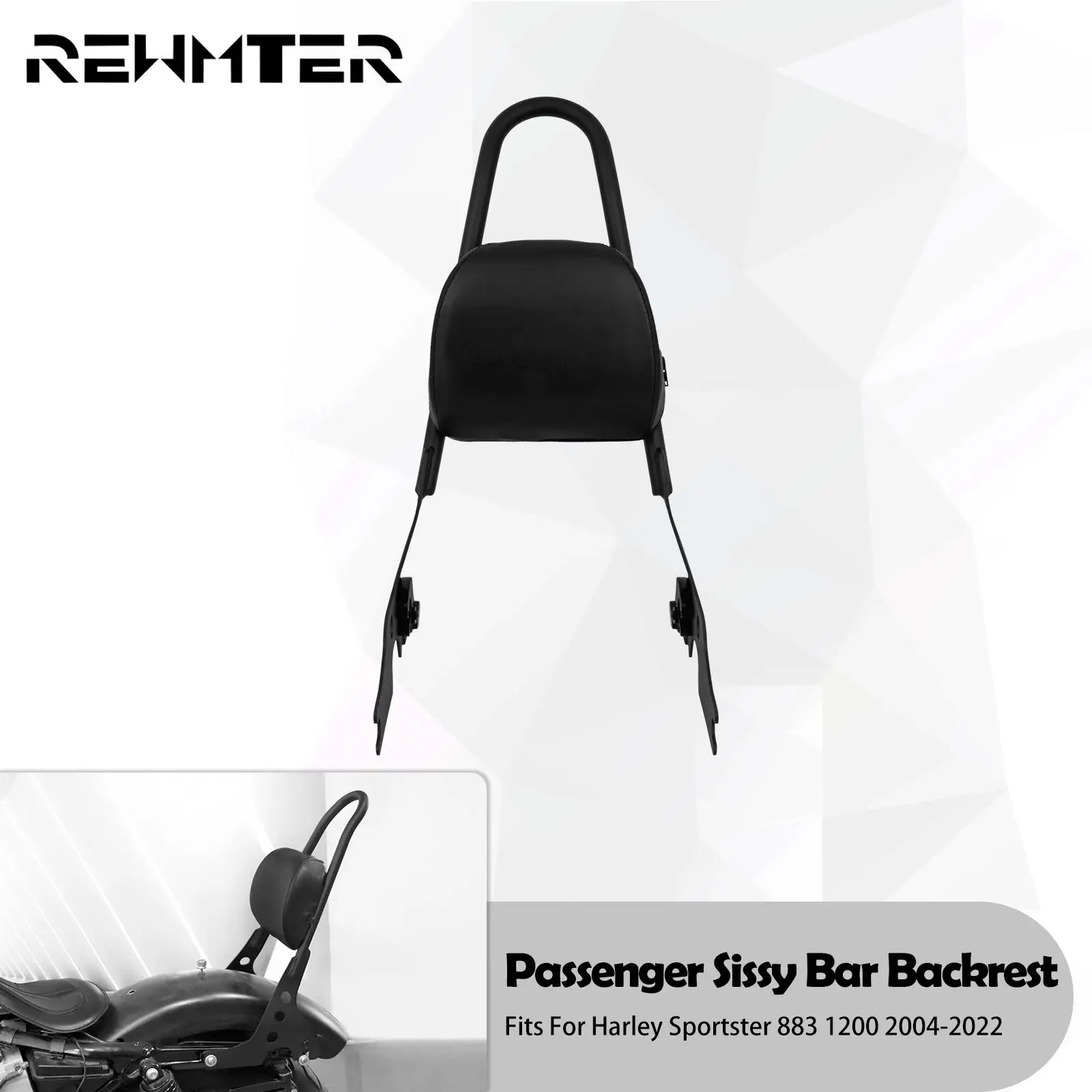 

Motorcycle Detachable Sissy Bar Rear Passenger Backrest Black For Harley Sportster XL 883 1200 48 72 Iron Nightster 2004-2023