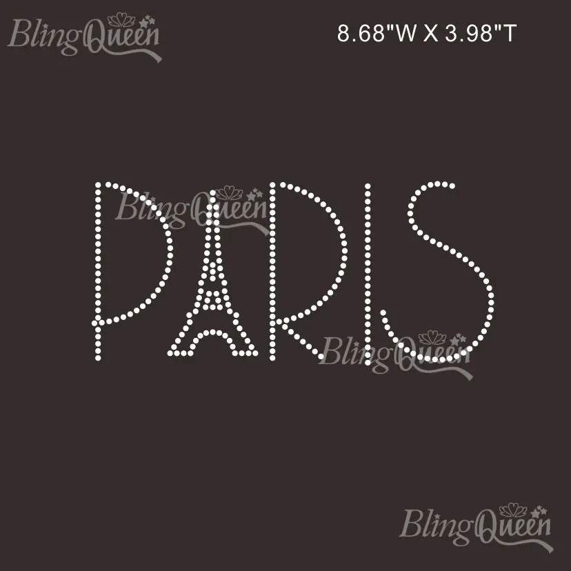 

BlingQueen-Custom Rhinestone Hot Fix Iron On Transfers Bling, Paris Design, 25Pcs Lot