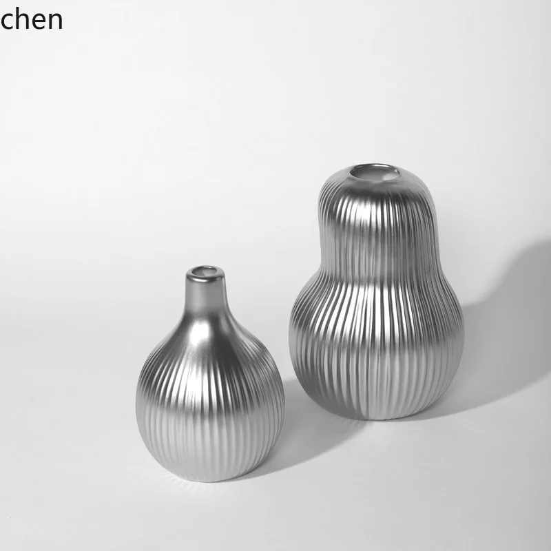 

HXL Electroplated silver Ceramic Vase Ornament Home Decor for Dried Flowers and Flower Arrangements