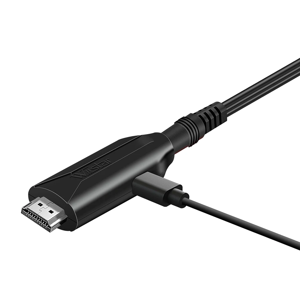 Adapter HDMI do SCART Audio wideo konwerter kabel 1m wsparcie PAL/NTSC dla HDTV DVD Box konwerter sygnału SCART z kablem zasilającym