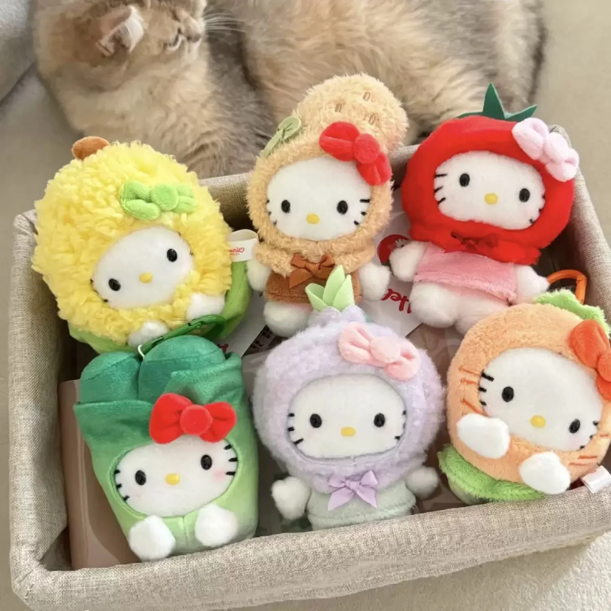 

Hello Kitty Fruit Veggie Plush Keychain Tomatoes Onions Corn Design Cute Kitty Plush Doll Pendant Diy Bag Accessories Girls Gift