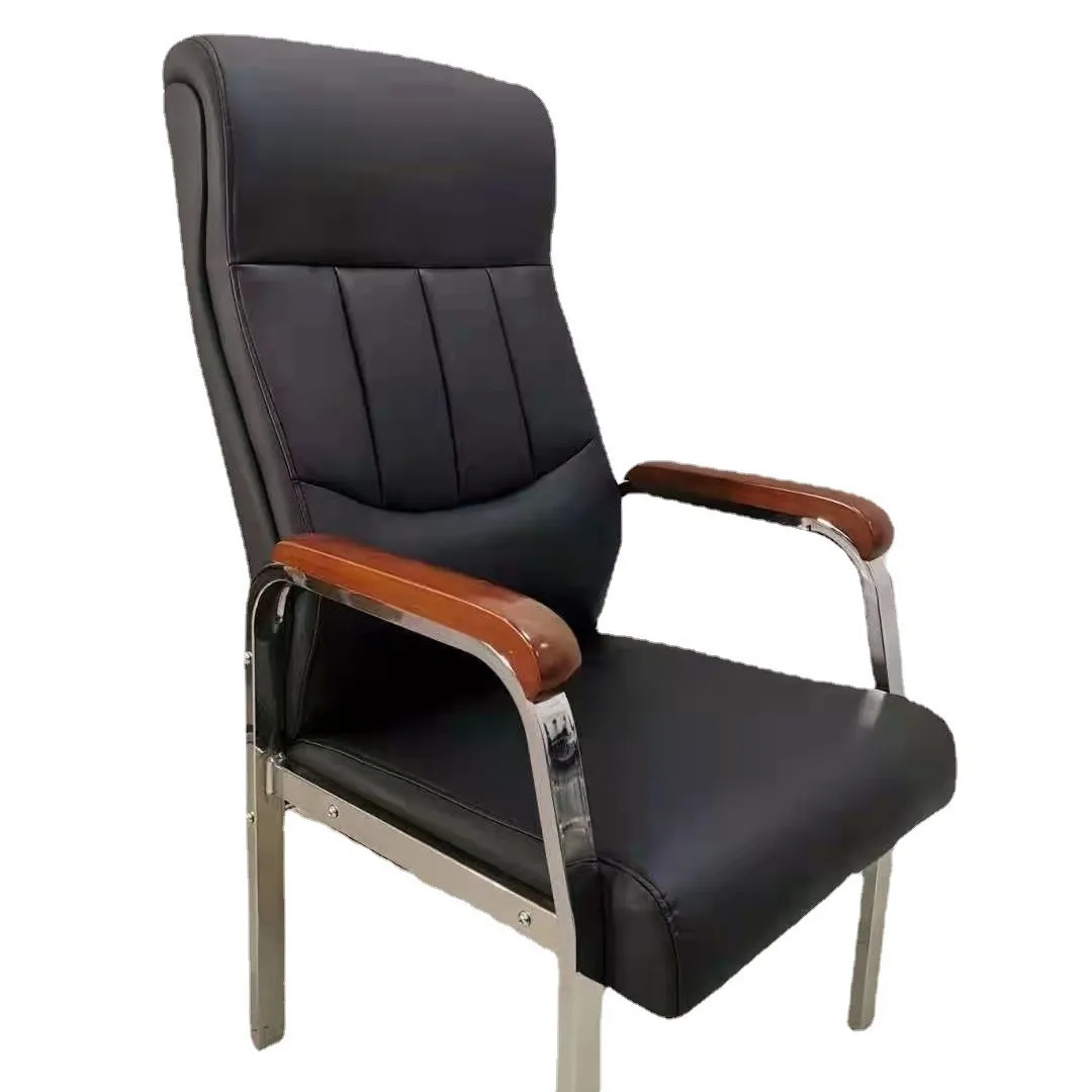 Bow meeting chair, four-legged office, household, staff leather chair