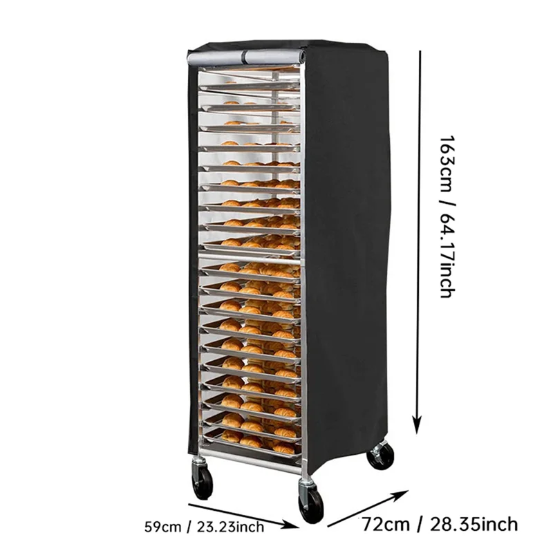 【People Favorite】Speed Rack Bread Rack 20Tier Sheet Bun Pan Rack Cover Commercial Bakery Racks Cover With Zipper Cover 59X72x163