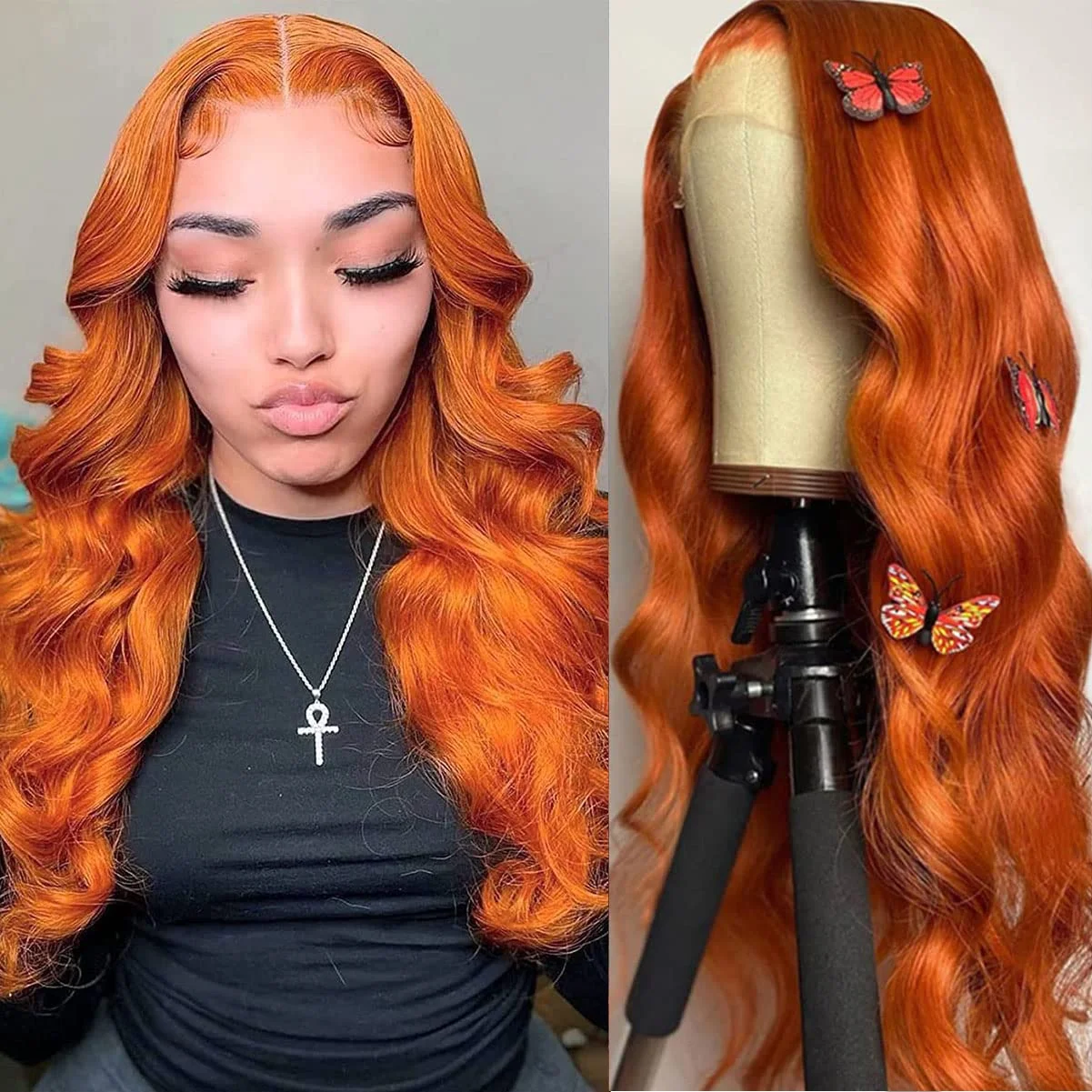 Orange Ginger 30 inch Lace Front Colored Wigs Body Wave 13x6 Hd Lace Frontal Wig  Human Hair for Women 13x4 Lace Front Wigs