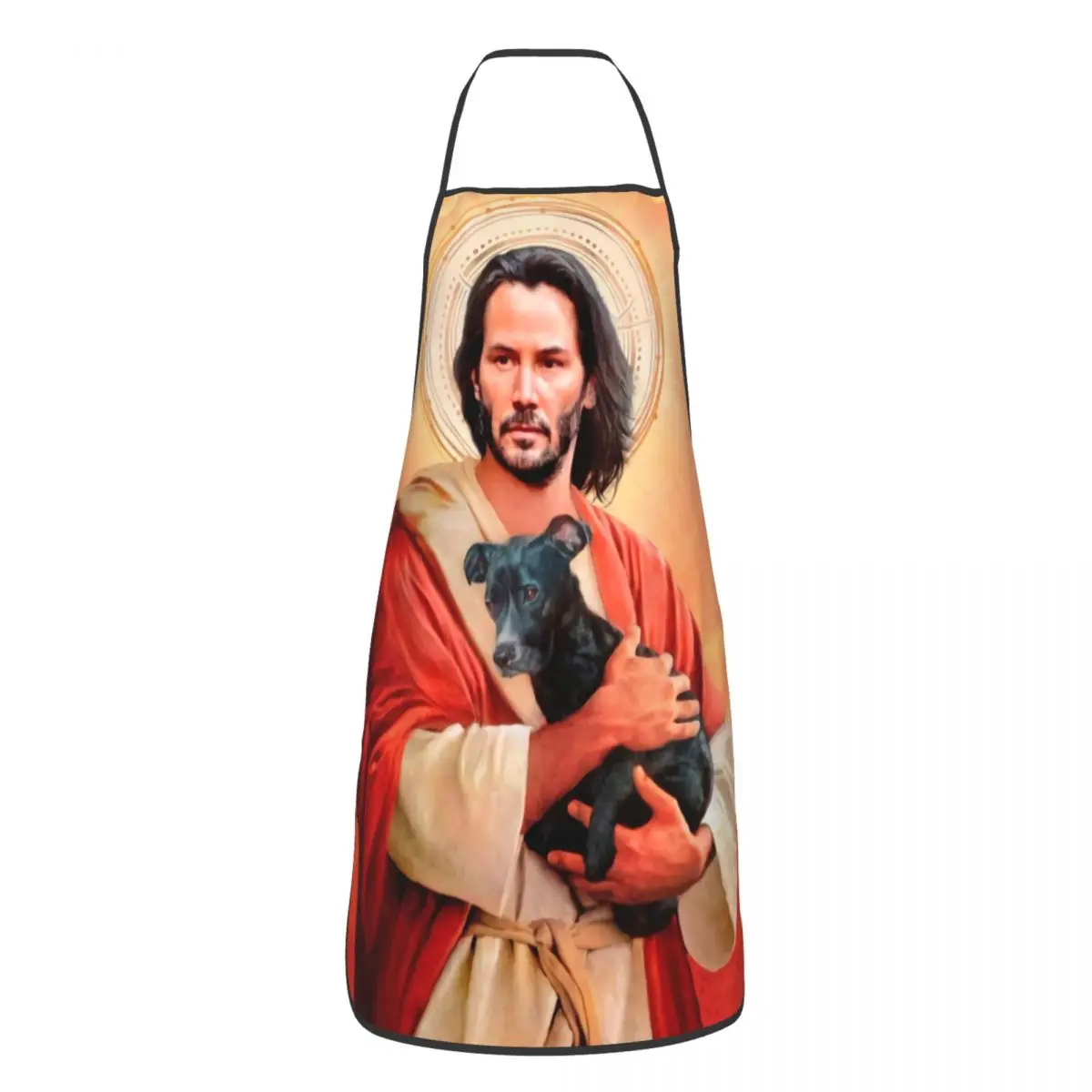 Custom Unisex Jesus Saint Meme Keanu Reeves Bib Apron Adult Women Men Chef Tablier Cuisine for Kitchen Cooking Baking