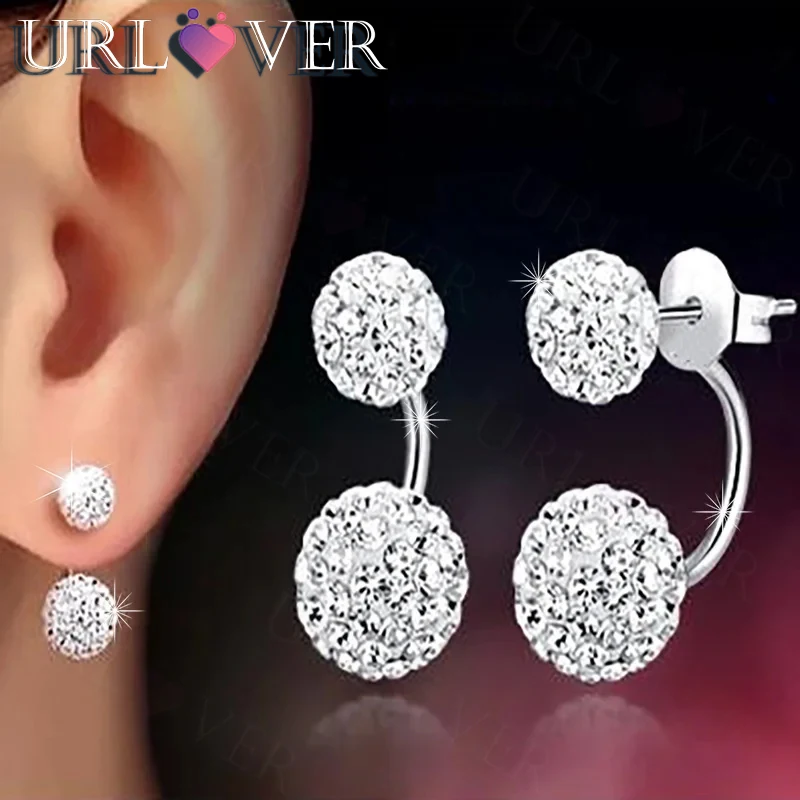 

Promotion 925 Silver Needle Fashion U Bend Shiny Shambhala Ball Ladies Stud Earrings Jewelry Allergy Free Wholesale Gifts