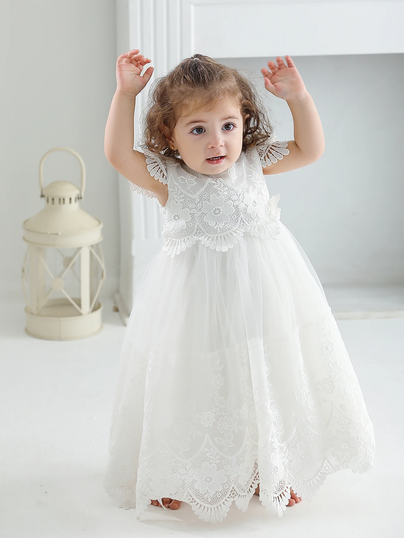 Baby Girls Baptism Wedding Party Princess Dress Baby girls 0-2 Years Old Long Baptismal Dress Lace Little Dress