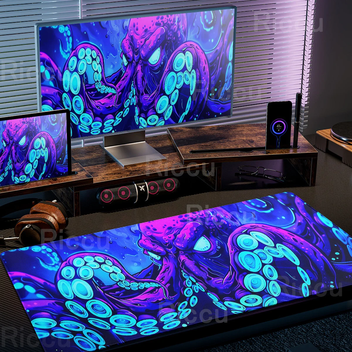 Octopus Monster Mouse Pad Anti Slip Rubber Base Punk Keyboard Expansion Pad Office Accessories Table Gaming Pc Laptop Gamer Mat