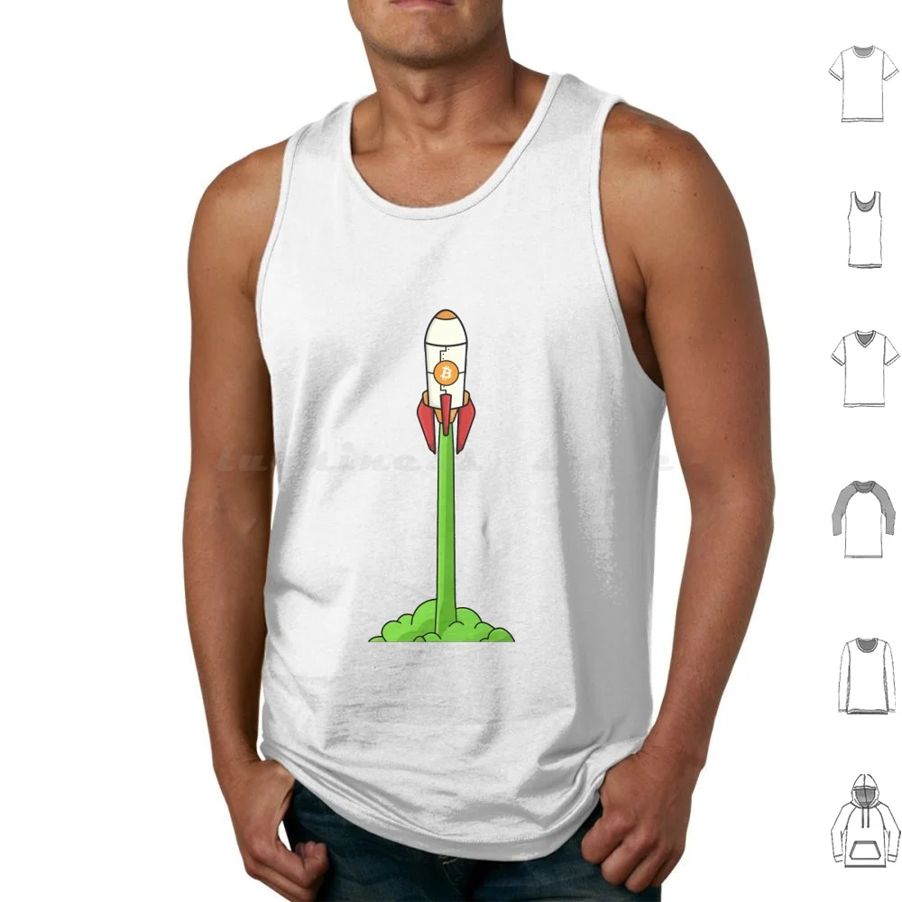 Bitcoin Green Candle Rocket To The Moon Btc Cryptocurrency Graphic Design Tank Tops Vest Sleeveless Bitcoin Btc Crypto