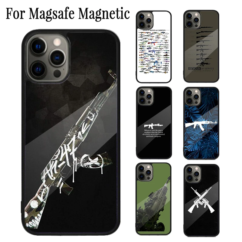 The Military Weapon Magnetic Phone Case Coque For iPhone 16 15 14 Plus 13 12 Mini 11 Pro Max Magsafe Wireless Cover Capa