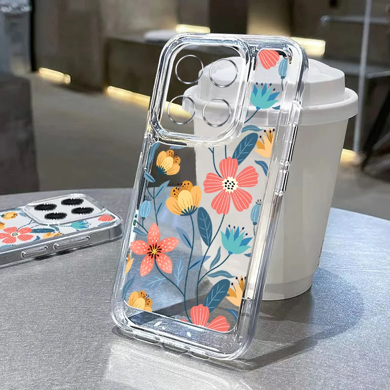 Shockproof Clear Flower Case For Xiaomi Redmi Note 13 12 11 10 Pro 4G 11s Poco X5 X6 F6 M6 Mi 11 Lite 5G NE 13T 11T Pro Funda