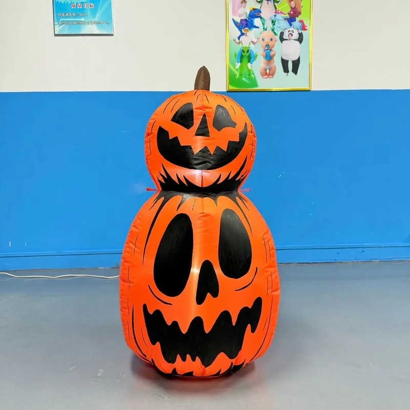 Cross Border Inflatable Decorative Display Double Layer Pumpkin LED Halloween Inflatable Cartoon Decoration
