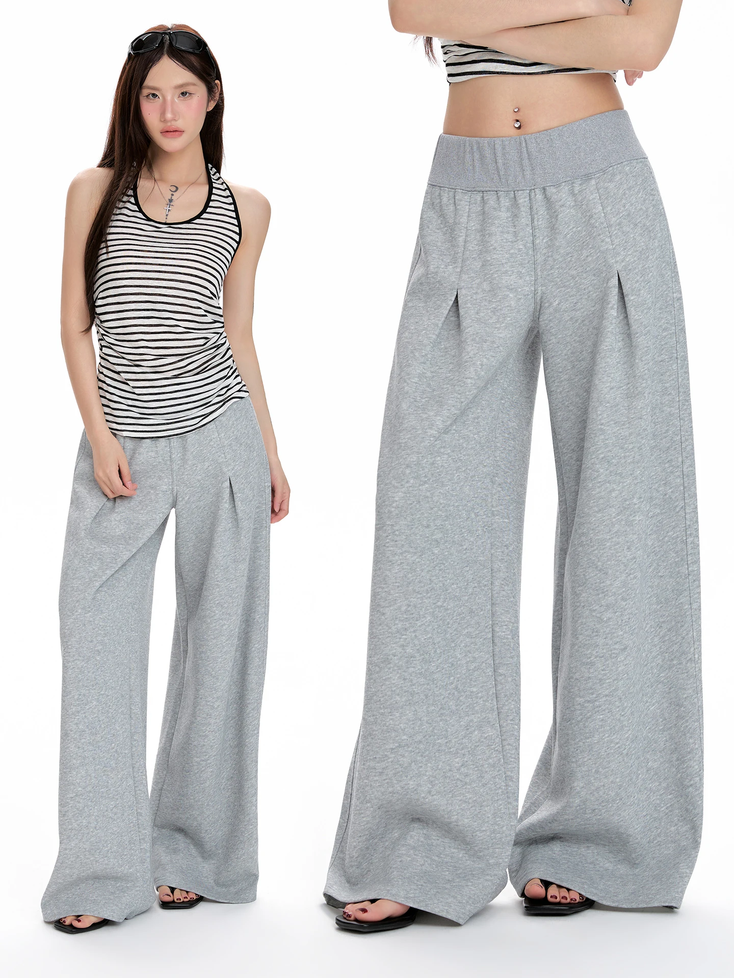 

American Style Casual Sports Pants Women's Spring Summer New Lazy Wide Leg Straight Tube Sweatpants Hot Girls Long Pants