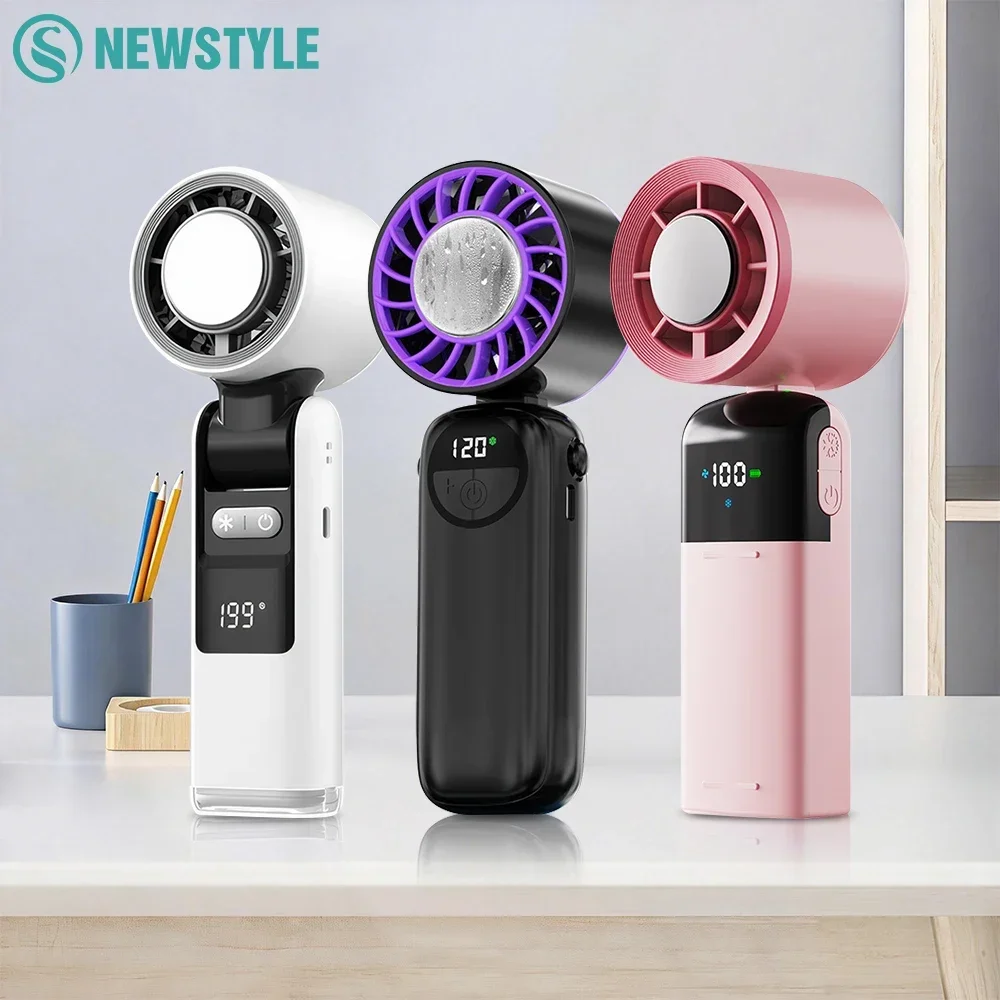 

Mini Ice Compress Handheld Turbo Jet Fan Adjustable Wind Speed Type-C Rechargeable Portable Foldable Fan Outdoor Turbo Neck Fans