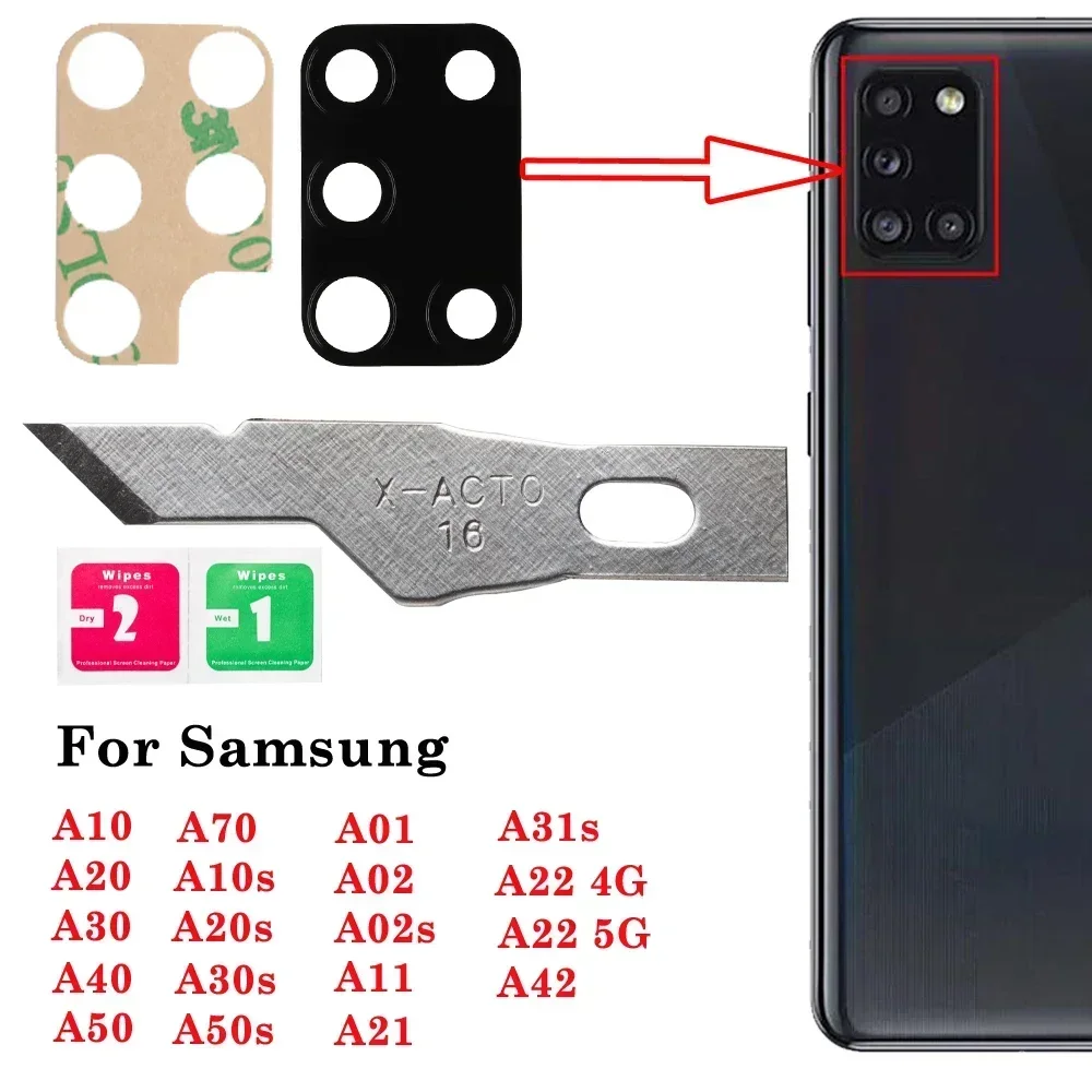 

2set For Samsung Galaxy A10 20 30 40 50 70 A10S A20S A30S A50S A01 A02 A02S A11 A12 A21 A22 A42 Back Camera Glass Lens + Sticker