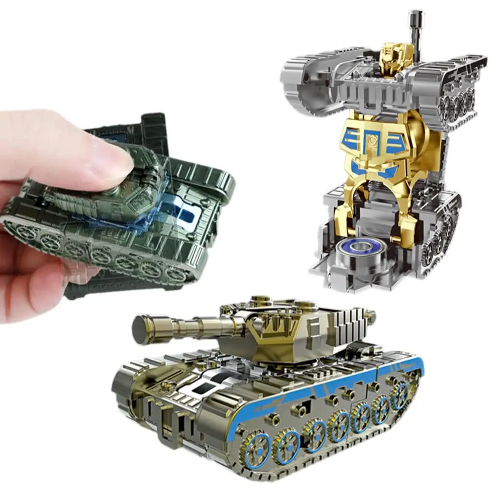 Creative Finger Fidget Rotate Gyro Deformed Tanks Robot Gyro Anxiety Relief Stress Finger Alleviate Toy Gift Rotate X0X4