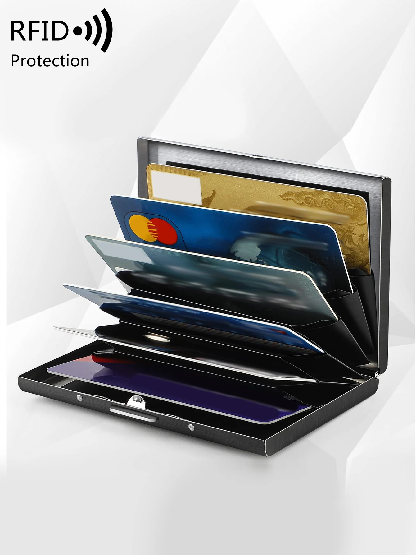 RFID Shielded ID Credit Card Holder Simple and Ultra-Thin Portable Stainless Steel Metal ID Card Holder Men's and Women's Card W