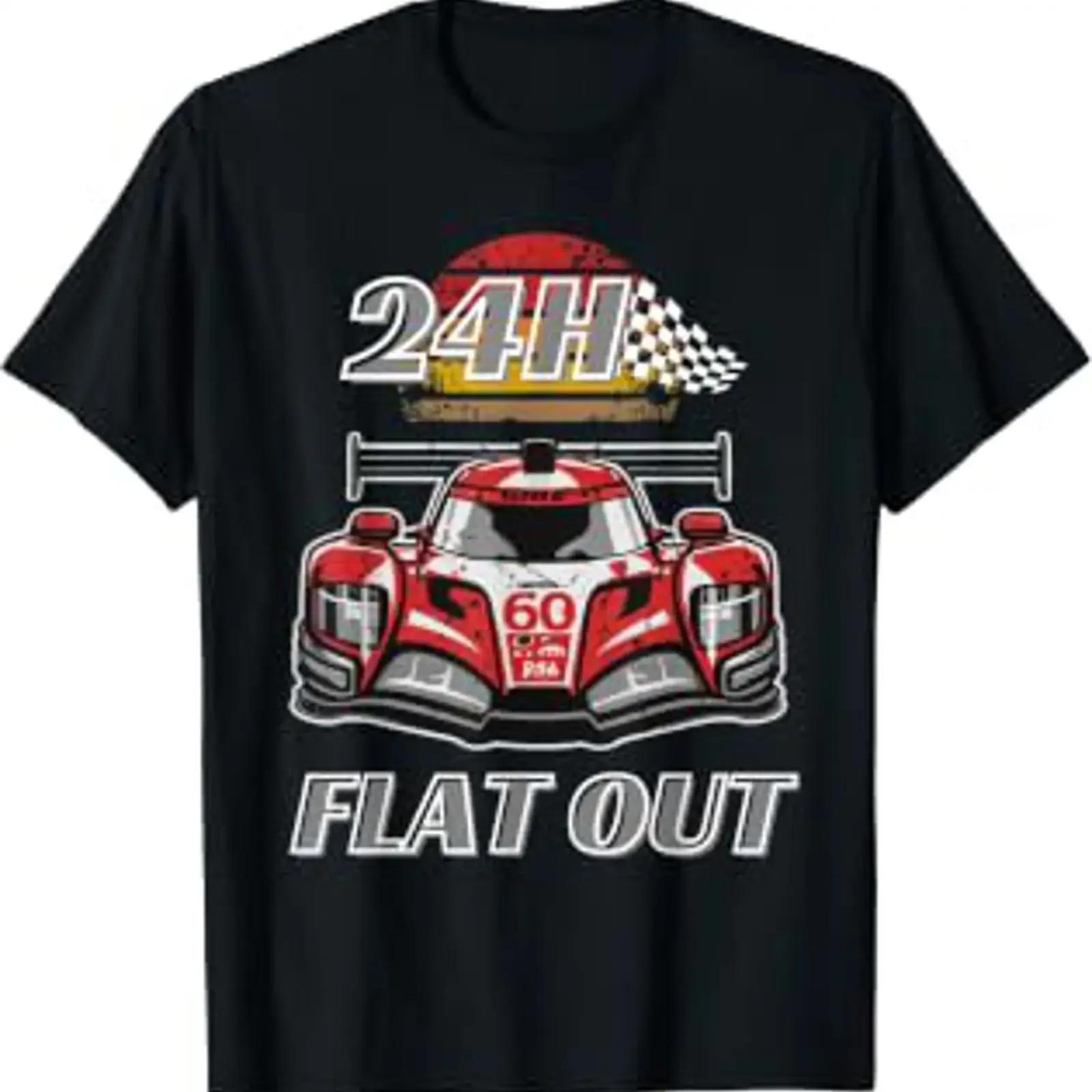 24H Flat Out Long Distance Racing Design T Shirt black vintage Washed fashion Stylish Stretched homme graphic