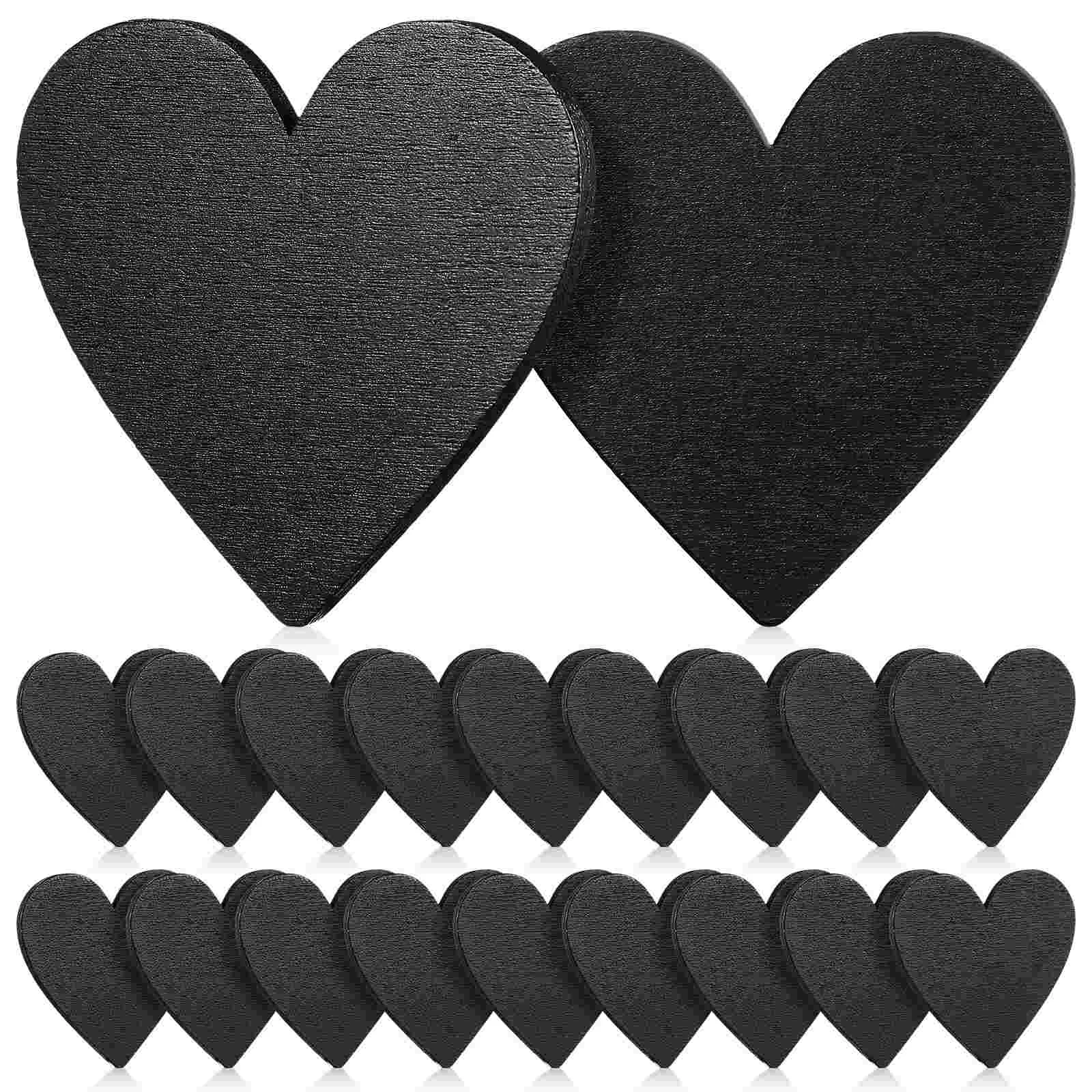 20 piezas centros de mesa de corazón negro para pizarra en forma de mesa libro de visitas tarjetas de discos de madera