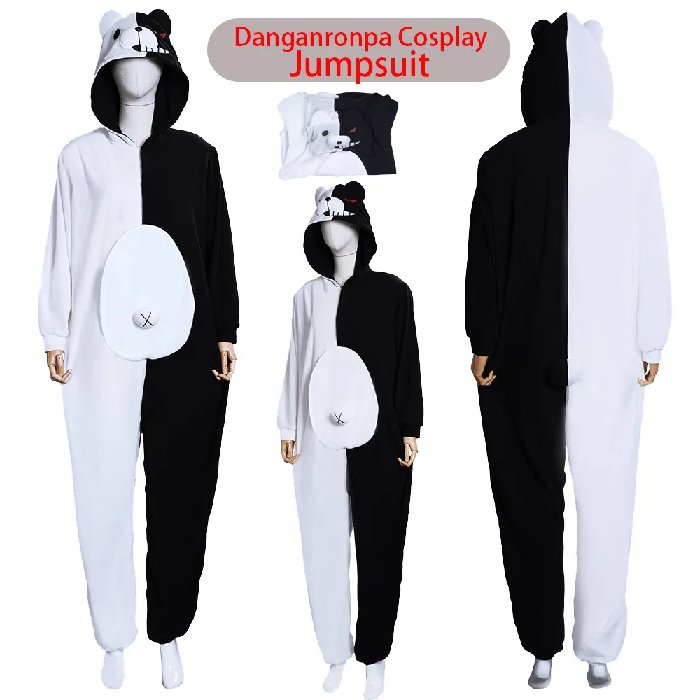 Monokuma Monomi Cosplay Pajamas Anime Danganronpa Roleplay Dangan Ronpa Costume Jumpsuit Sleepwear Halloween Carnival Party Suit