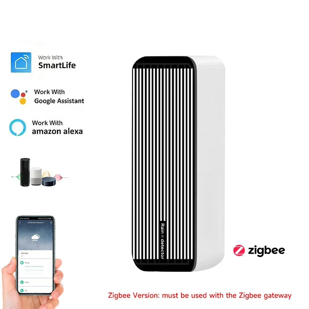 Smart Zigbee Rain Sensor, Smart Life APP, Remote Control, 2in1 Rainwater Flood Detector