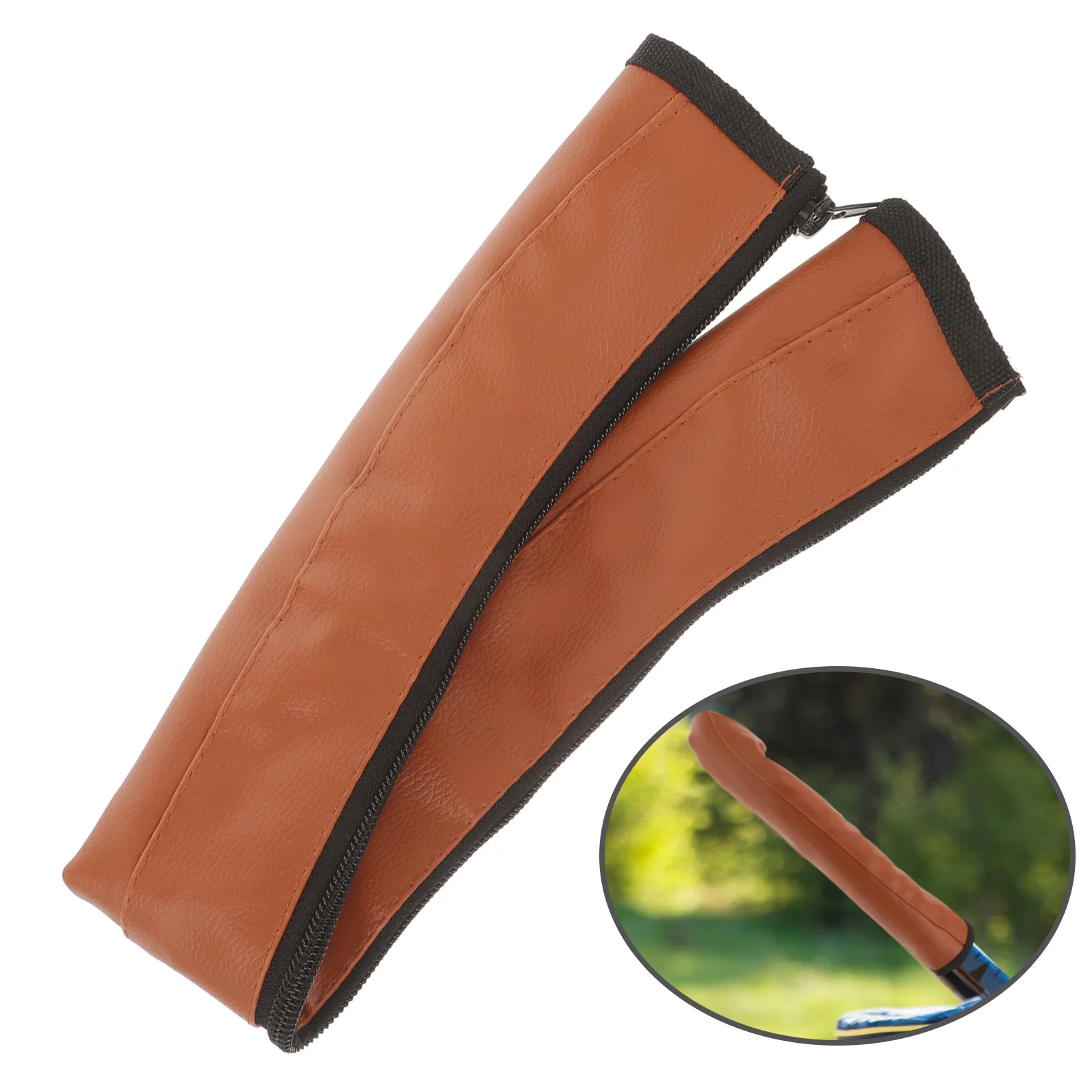 Asa de cubierta de carrito de cochecito para bebé, funda protectora, agarre de protección, manillar marrón claro