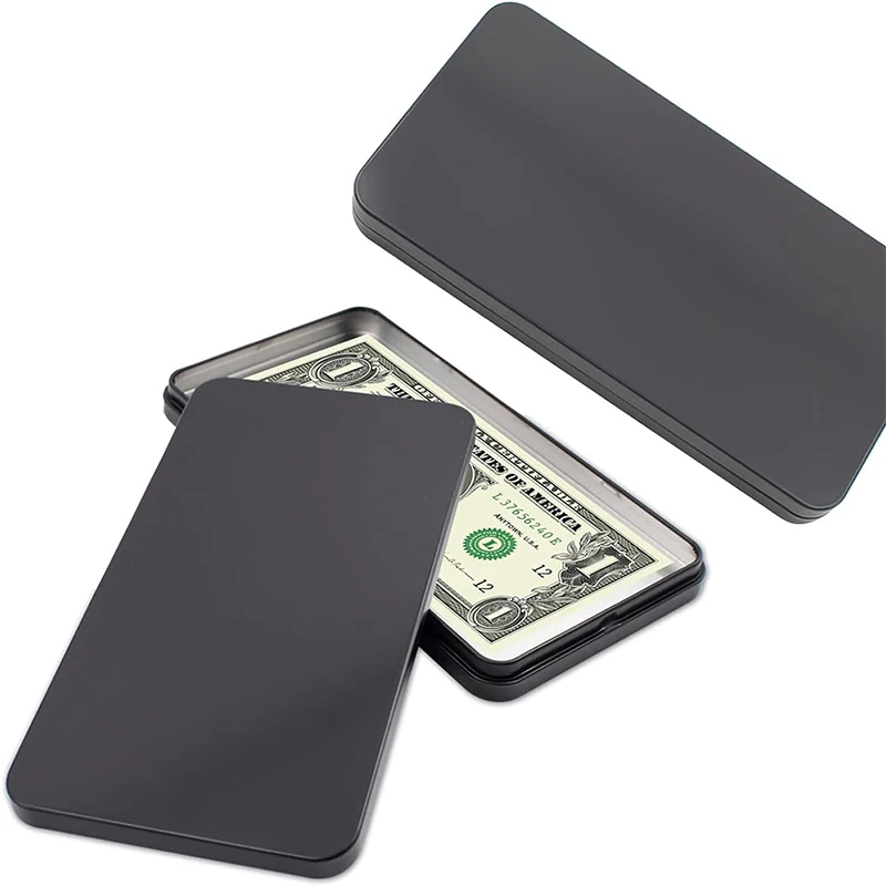 

Paper Money Holder Tinplate Currency Tray Small Metal Cash Storage Box Convenient Money Protector Case Medicine Organization