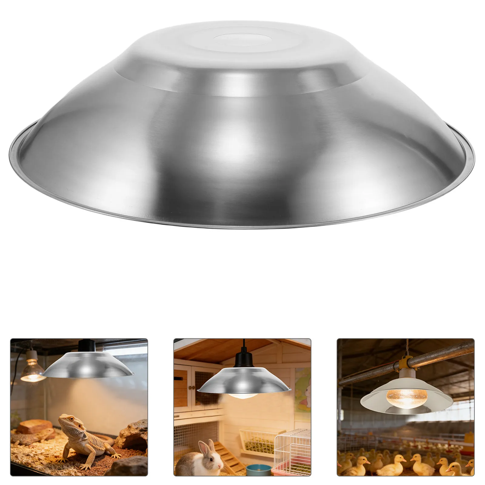 Stainless Steel Reptile Heat Lamp Cage 14.17 Inch for Chicken Coop Chicks Pets Poultry Livestock Safety Heater Lampshade Bulb