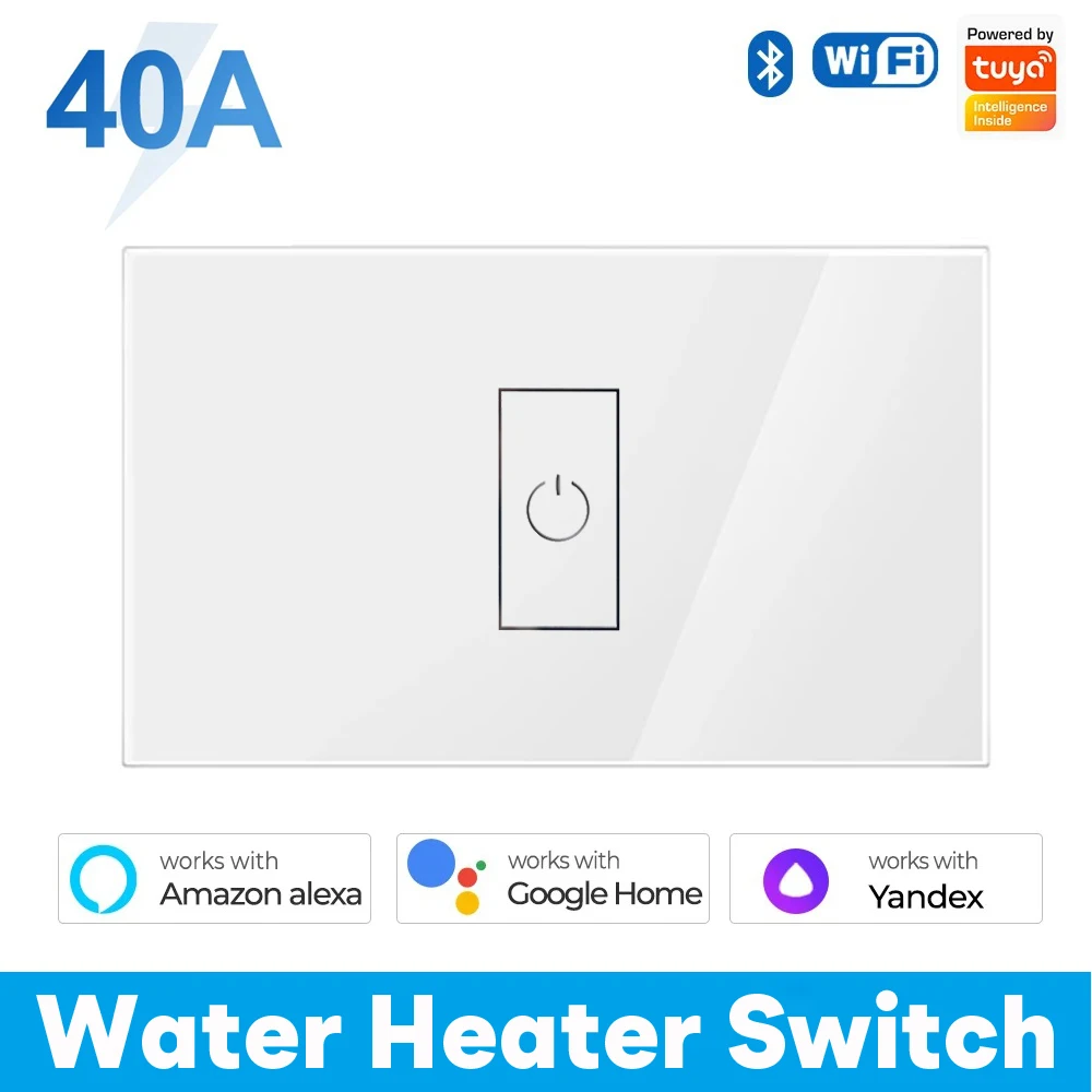 

Tuya Smart Life WiFi 40A Выключатель высокой мощности для котла, водонагревателя, кондиционера, управления приложением, работает с Alexa Google Home Alice