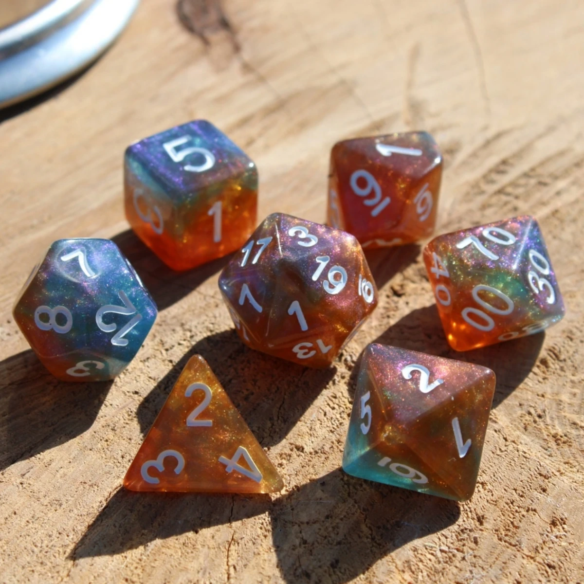 7Pcs/Set Star Forge Galaxy Starry Sky Dice for DND Dungeons and Dragons Table Games D&D RPG Tabletop Roleplaying