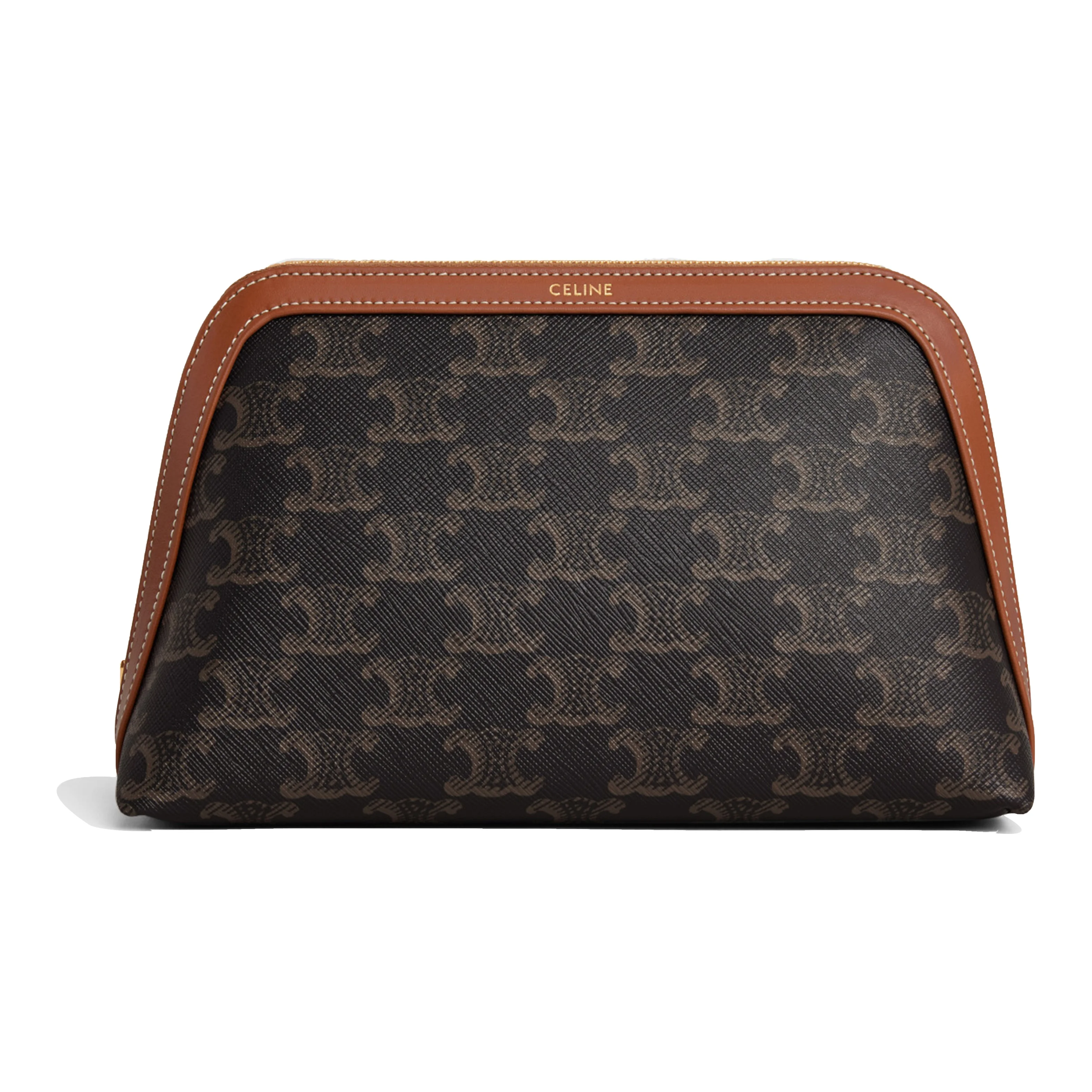 CELINE Triomphe Cow Leather Makeup Bag Medium Women's Tawny 4M1632CZJ-04LU