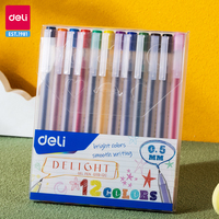 Deli 6/12PCS Set Colorful Gel Pens Refil High Quality Writing Neutral Pen Rollerball Pen 0.5mm Bullet Colorful Ink Ballpoint Pen
