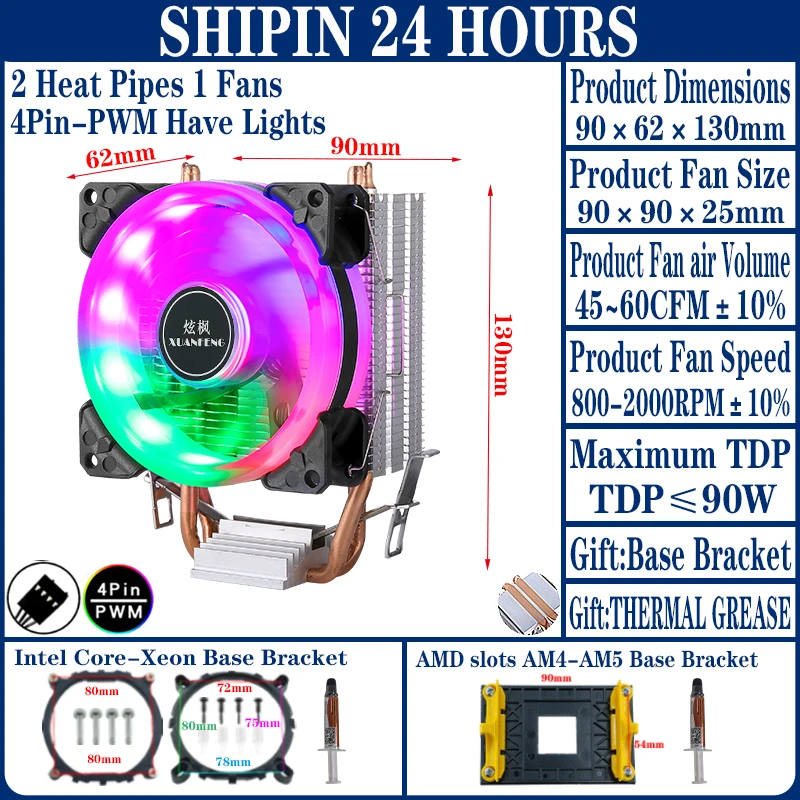 Variant: 2Heat pipes 1Fan4pin