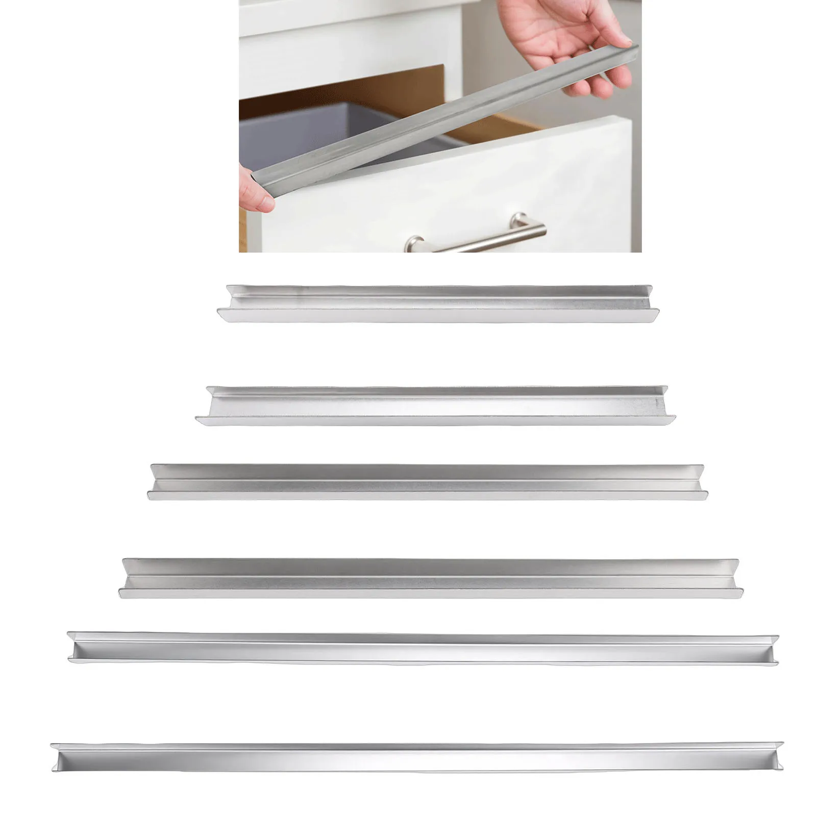 304 Stainless Steel Drawer  Slip On Door Drawer  Guard for 0.75in Thick Doors Drawers Slip On Cabinet Protector
