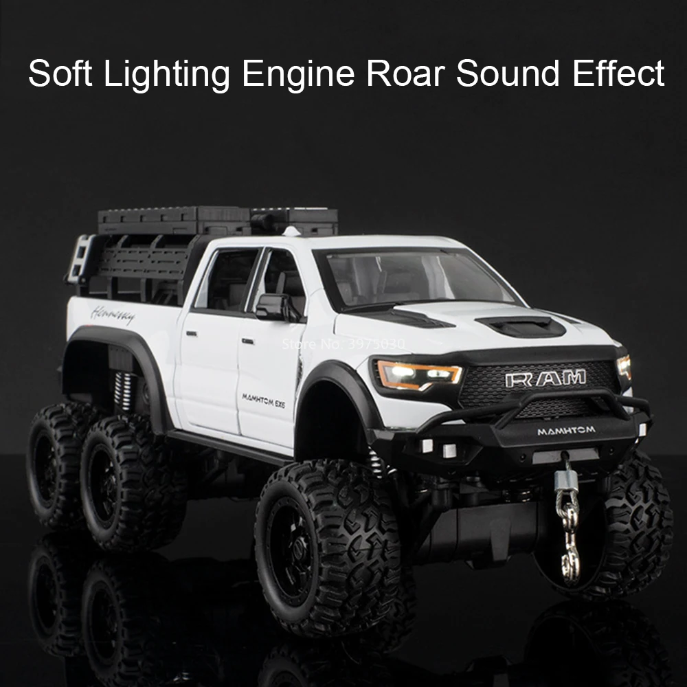 Modelos Dodge Mammoth 1:24, coches de juguete, rueda fundida de aleación, SUV en miniatura con sonido ligero, vehículo para niños, regalos de Festival