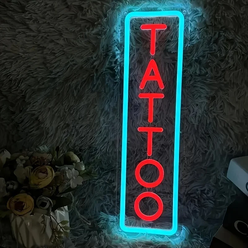 USB-Powered LED Neon Tattoo Sign Light with 10-Level Dimmer - Perfect for Salon Advertising & Wall Decor