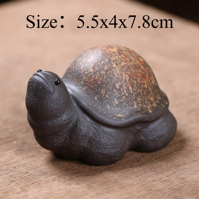 1PC Purple Clay Lucky Golden Back Cute Cartoon Turtle Figurine Creative Tea Play Kung Fu Tea Set Home Table Decor Accessory Gift