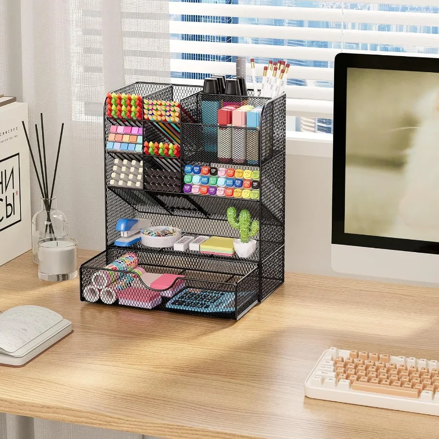 تنظيم المكتب وملحقات حامل القلم لمنظم المكتب مع درج منظم سطح المكتب ملحقات مكتب المكتب لـ