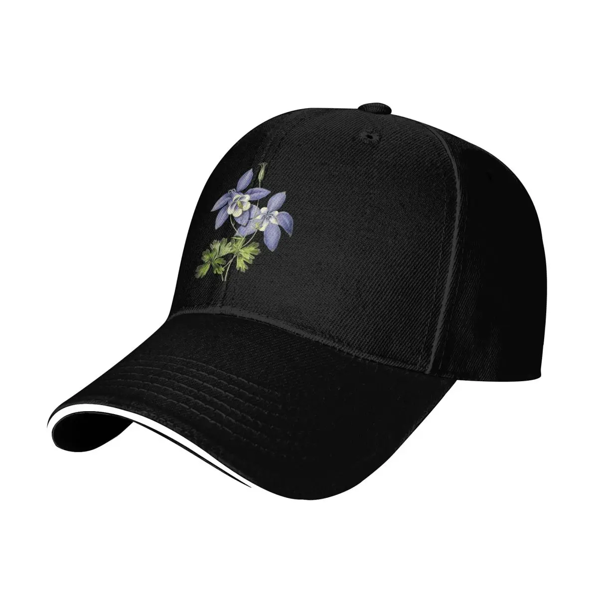 Violet Columbine Flower Illustration Baseball Cap Outdoor Golf Running Hiking Summer Beach Travel Streetwear Hip Hop Trendy