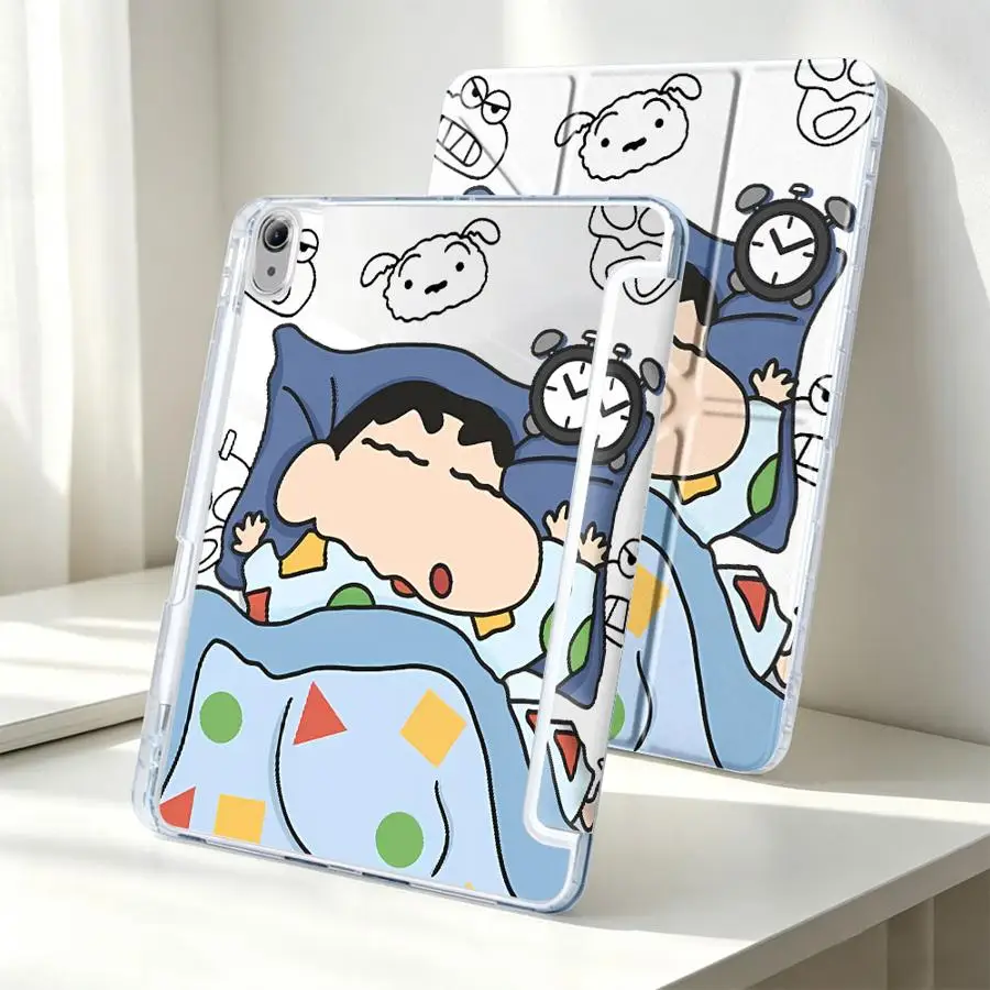Tablet Case For Samsung Galaxy Tab S8 S7 FE A8 S10 Lite S9 Plus A9 Plus A11 With Pen Slot Cover Crayon Shin-Chan