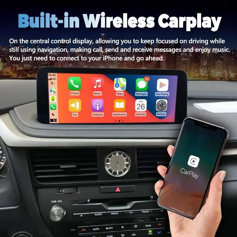 مشغل فيديو للسيارة CARPLAY لكزس Rx450h RX200t RX350 RX300 RX 450H أندرويد 14 2020 شاشة نظام ملاحة GPS 1920*720 ستيريو