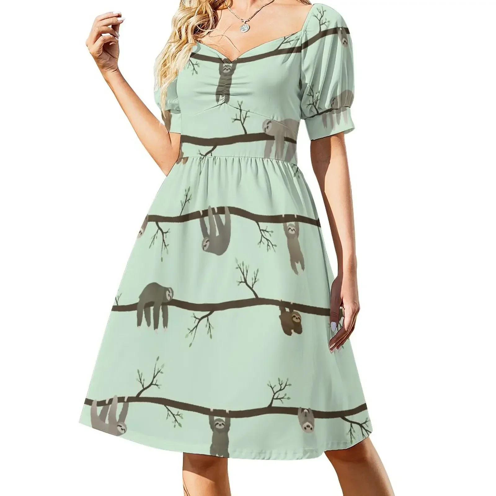 

sloths Short-Sleeved Dress luxury women's party dress evening prom elegant guest wedding dress dresses women summer 2025